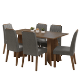 Juego de Comedor Encimera de Madera 6 Sillas Marrón/Silver Leon Madesa