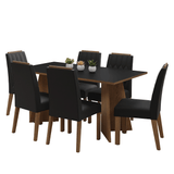 Juego de Comedor Encimera de Madera 6 Sillas Marrón/Negro/Oxford Leon Madesa