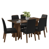 Conjunto de Comedor Encimera de Vidrio 6 Sillas Marrón/Oxford Sintra Madesa