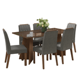 Conjunto de Comedor Encimera de Vidrio 6 Sillas Marrón/Silver Sintra Madesa