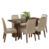 Conjunto de Comedor Encimera de Vidrio 6 Sillas Marrón/Imperial Sintra Madesa
