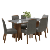 Conjunto de Comedor Encimera de Vidrio 6 Sillas Marrón/Gris/Silver Sintra Madesa
