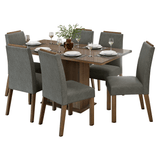Conjunto de Comedor Encimera de Vidrio 6 Sillas Marrón/Silver Dália Madesa
