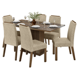 Conjunto de Comedor Encimera de Vidrio 6 Sillas Marrón/Imperial Dália Madesa