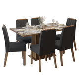 Conjunto de Comedor Encimera de Vidrio 6 Sillas Marrón/Oxford Azaleia Madesa