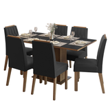 Conjunto de Comedor Encimera de Madera 6 Sillas Marrón/Negro/Oxford Bosque Madesa