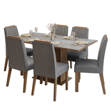 Conjunto de Comedor Encimera de Madera 6 Sillas Marrón/Gris/Silver Bosque Madesa