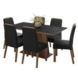 Conjunto de Comedor Encimera de Madera 6 Sillas Marrón/Negro/Oxford Cedro Madesa
