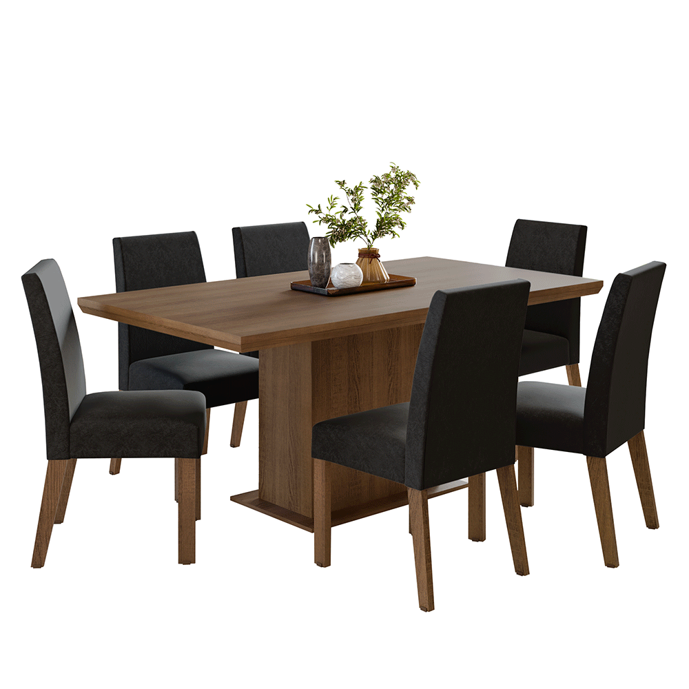 Conjunto de Comedor 6 Sillas Marrón/Oxford Grasse Madesa