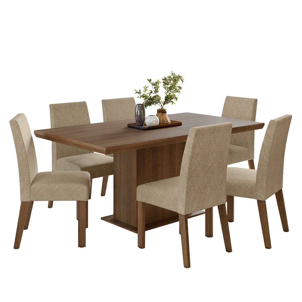 Conjunto de Comedor 6 Sillas Marrón/Imperial Grasse Madesa