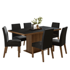 Conjunto de Comedor 6 Sillas Marrón/Negro/Oxford Grasse Madesa