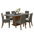 Conjunto de Comedor 6 Sillas Marrón/Gris/Silver Grasse Madesa