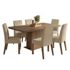 Conjunto de Comedor 6 Sillas Marrón/Imperial Luso Madesa