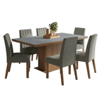 Conjunto de Comedor 6 Sillas Marrón/Gris/Silver Luso Madesa