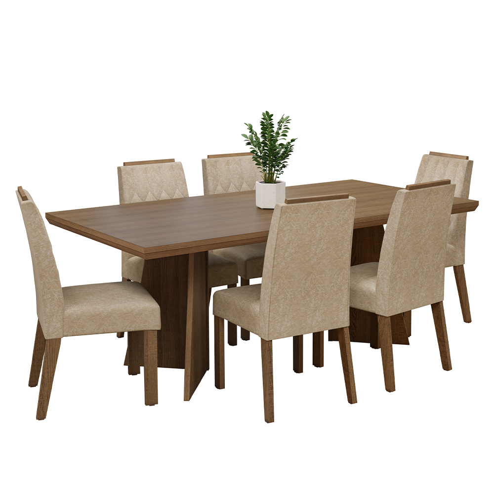 Conjunto de Comedor 6 Sillas Marrón/Imperial Sarlat Madesa