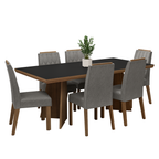 Conjunto de Comedor 6 Sillas Marrón/Negro/Silver Sarlat Madesa