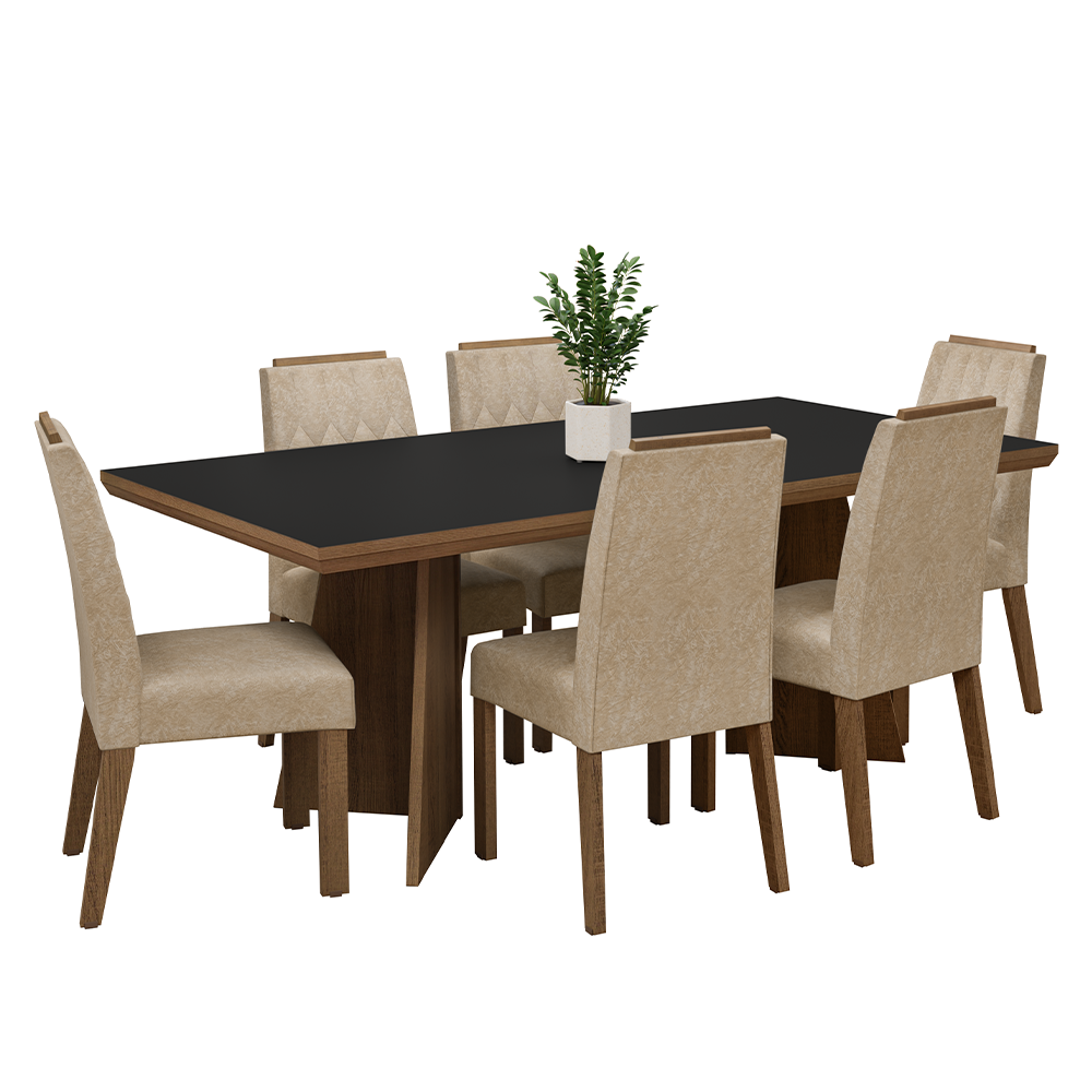 Conjunto de Comedor 6 Sillas Marrón/Negro/Imperial Sarlat Madesa