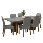 Conjunto de Comedor 6 Sillas Marrón/Gris/Silver Sarlat Madesa