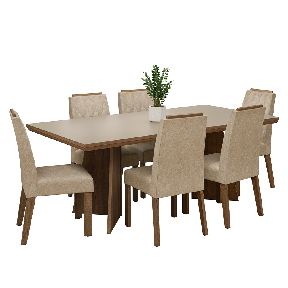 Conjunto de Comedor 6 Sillas Marrón/Gris/Imperial Sarlat Madesa