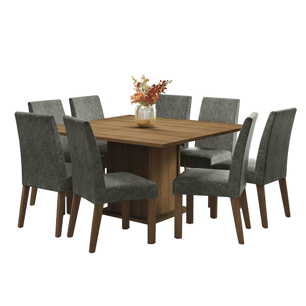 Conjunto de Comedor 6 Sillas Marrón/Silver Doris Madesa