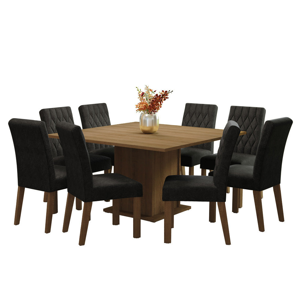 Conjunto de Comedor 8 Sillas Marrón/Oxford Leila Madesa