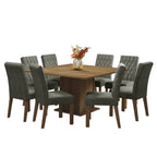 Conjunto de Comedor 8 Sillas Marrón/Silver Leila Madesa