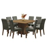 Juego de Comedor Mesa con Encimera de Madera 8 Sillas Marrón/Silver Leila