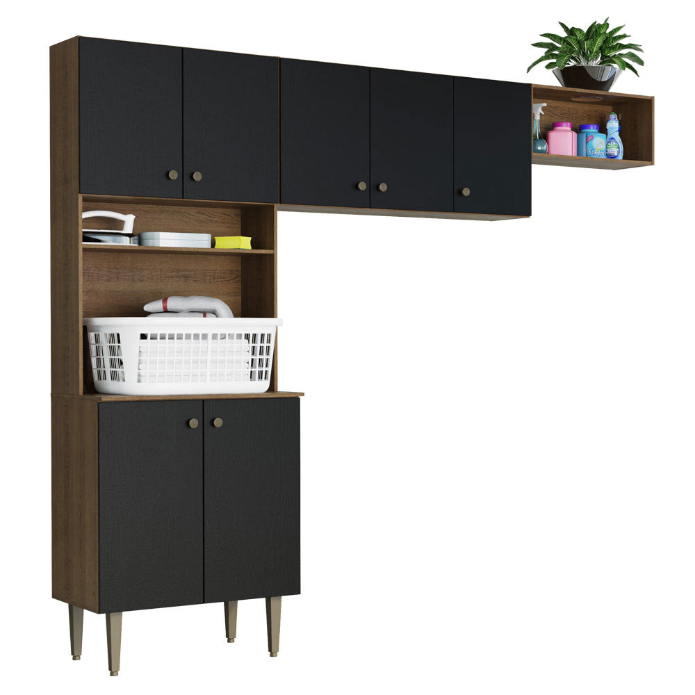 Kit Lavadero 235 cm Marrón/Negro Gourmet Madesa