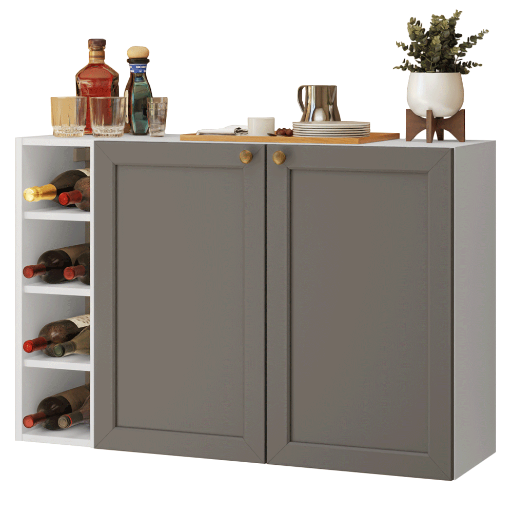 Aparador con Botellero 100cm 2 Puertas Blanco/Gris Vik Madesa 16