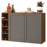 Aparador con Botellero 100cm 2 Puertas Marrón/Gris Vik Madesa 16
