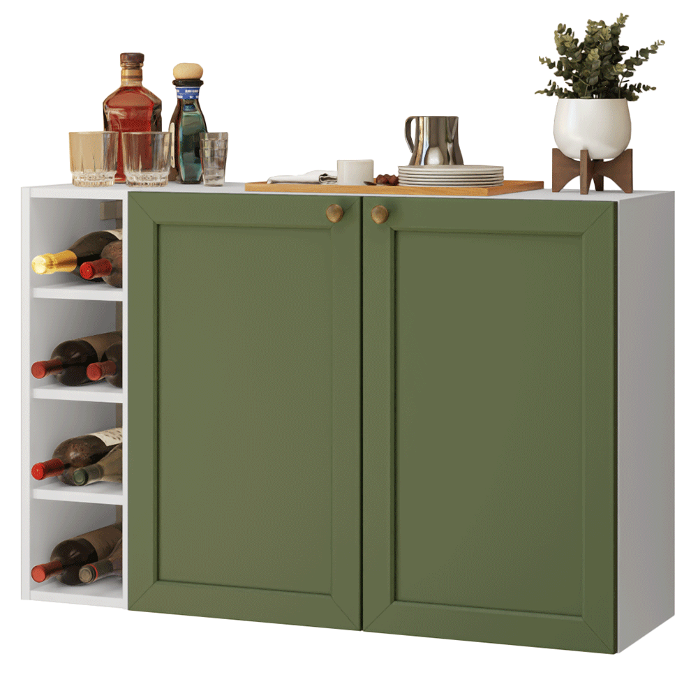 Aparador con Botellero 100cm 2 Puertas Blanco/Verde Vik Madesa 16