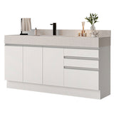 Gabinete para Baño 180cm 3 Puertas 3 Cajones Blanco