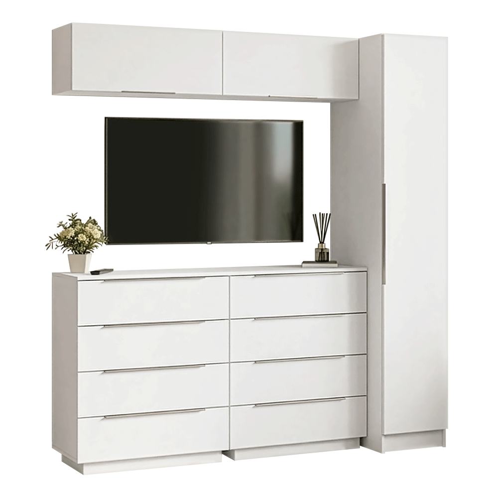 Kit Recámara 200 cm Clóset Modular y Cómoda Blanco Neo Madesa
