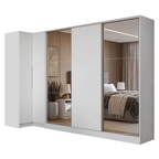Kit Clóset Esquinero Modular y Clóset Matrimonial 3 Puertas Corredizas con 2 Espejos Blanco Neo Madesa