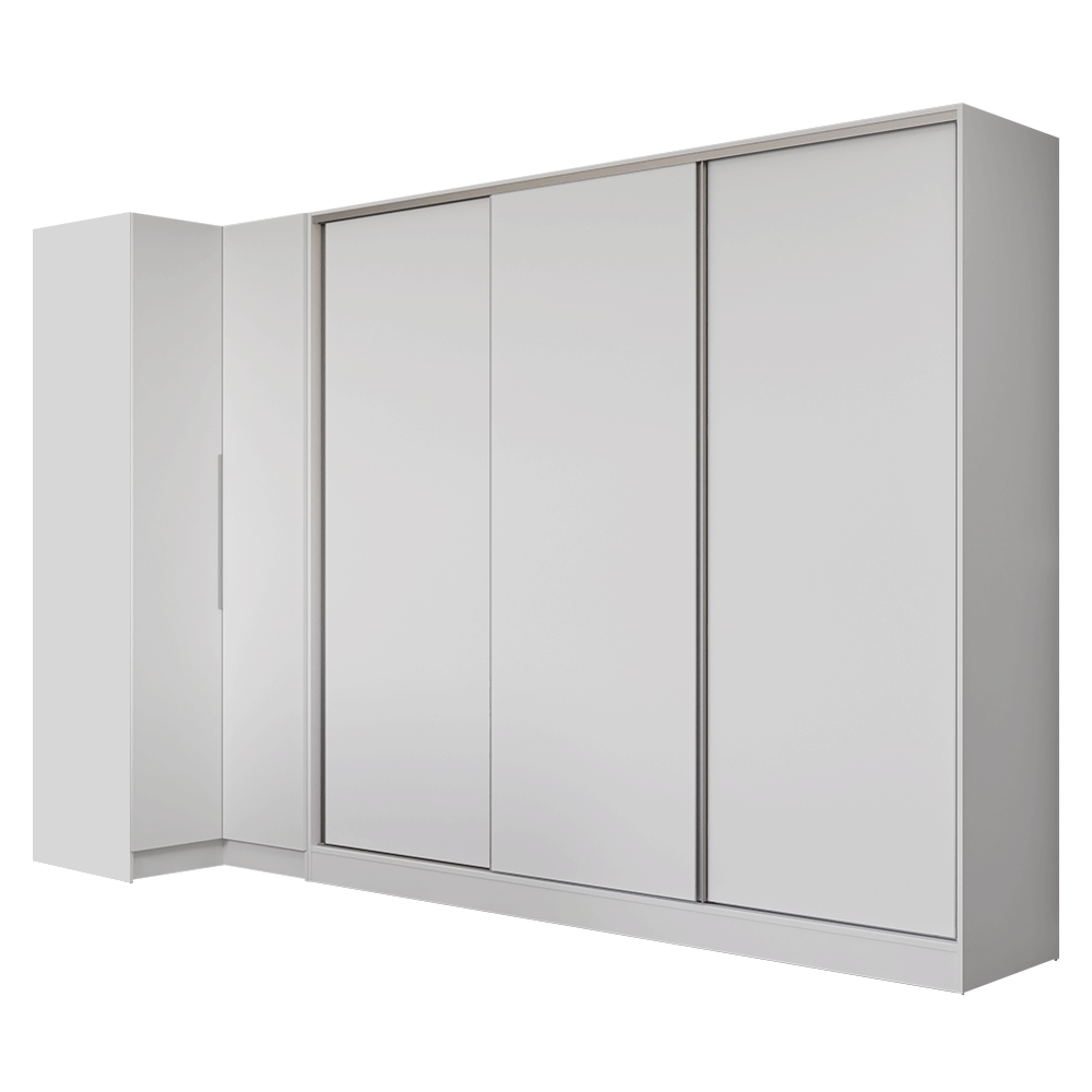Kit Clóset Esquinero Modular y Clóset Matrimonial 3 Puertas Corredizas Blanco Neo Madesa