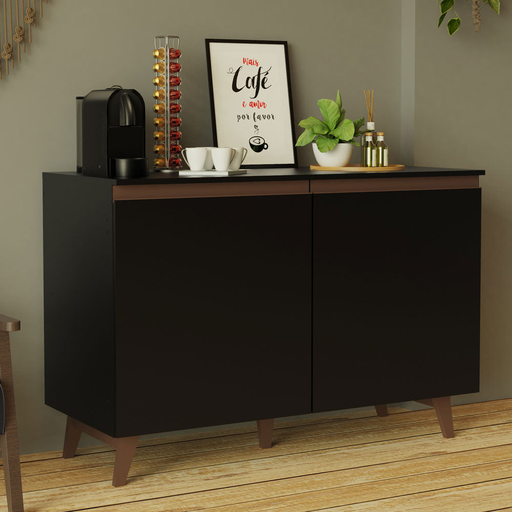 Mueble Estación de Café Reims 120 cm 2 Puertas Negro