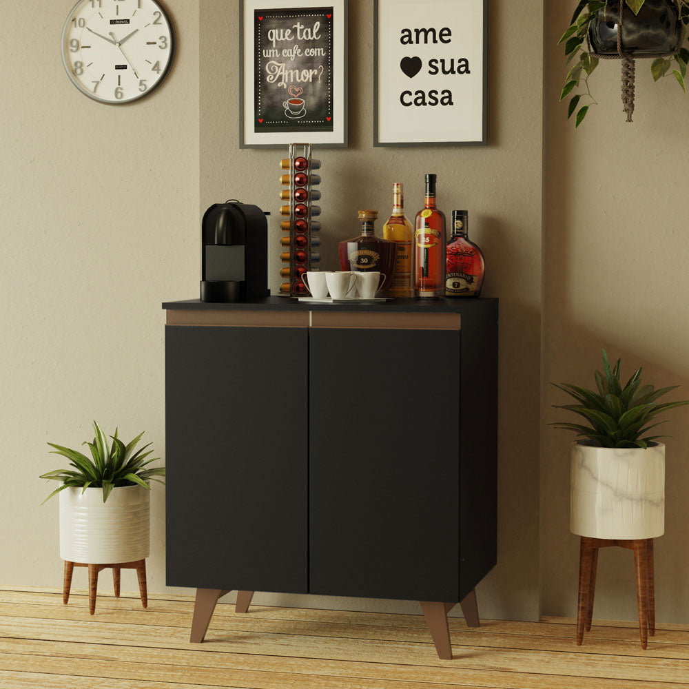 Mueble Estación de Café Reims 70 cm 2 Puertas Negro