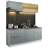 Cocina Integral 200cm Blanco/Gris Lux 01