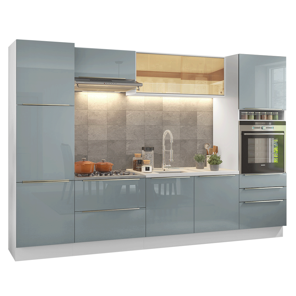 Cocina Integral 320 cm Lux Blanco/Gris 01