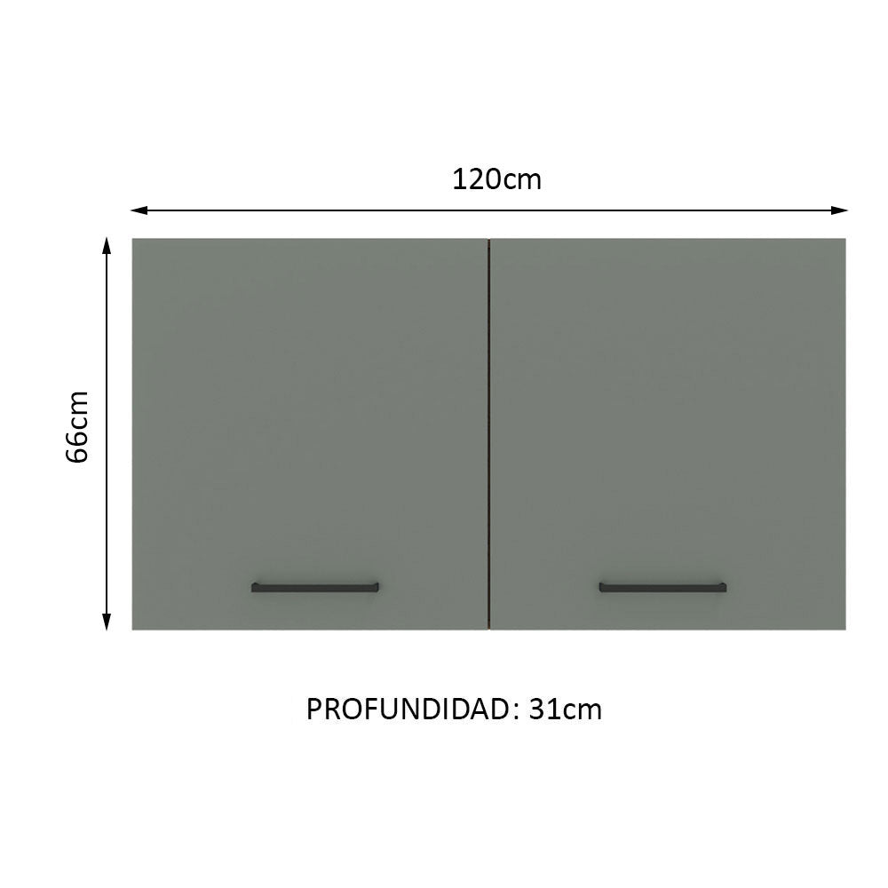 Gabinete Superior Multiuso 120 cm 2 Puertas Blanco/Gris Agata Madesa