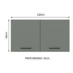 Gabinete Superior Multiuso 120 cm 2 Puertas Blanco/Gris Agata Madesa