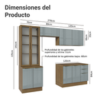 Cocina Integral 270 cm Con Vitrina Marrón/Gris Lux Madesa