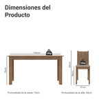Conjunto de Comedor 4 Sillas Marrón/Beige Rosie Madesa