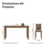 Juego de Comedor Mesa con encimera de Madera con 4 Sillas Marrón/Beige Rosie