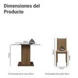 Juego de Comedor con Encimera de Vidrio y 4 Sillas Marrón con Tapizado Sintético Beige Madesa Magda