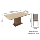 Comedor Moscú Plus Mesa Encimera de Vidrio con 6 Sillas Marrón/Crema/Sintético Beige