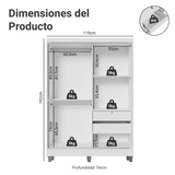 Clóset Soltero Luke 2 Puertas Corredizas 1 con Espejo y Pies Blanco