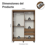 Clóset Soltero Luke 2 Puertas Corredizas 1 con Espejo y Pies - Marron