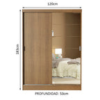 Clóset Infantil 119 cm 2 Puertas Corredizas Con 1 Espejo Marrón Nick Madesa