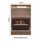 Clóset Soltero 119 cm 2 Puertas Corredizas Con 2 Espejos Marrón Luke Madesa